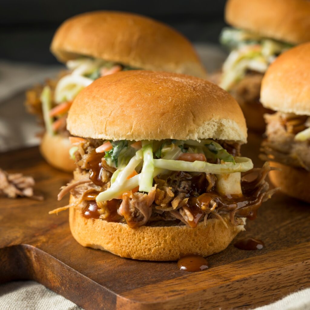 Pulled Pork Sandwich with Coleslaw and BBQ Sauce