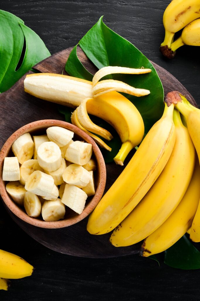 Raw Organic and Sliced Yellow Bananas