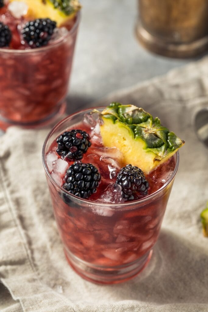 Sherry Cobbler Cocktail with Blackberry and Pineapple