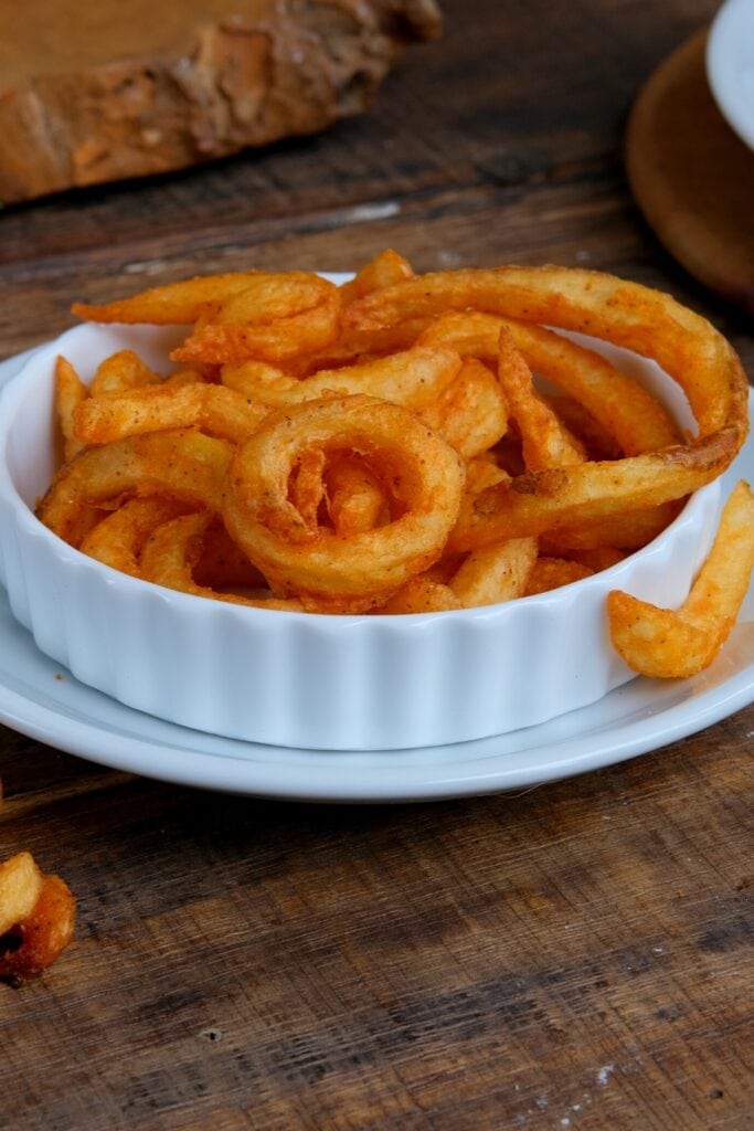 Side Winding (Sidewinder) Fries on a Round Bowl