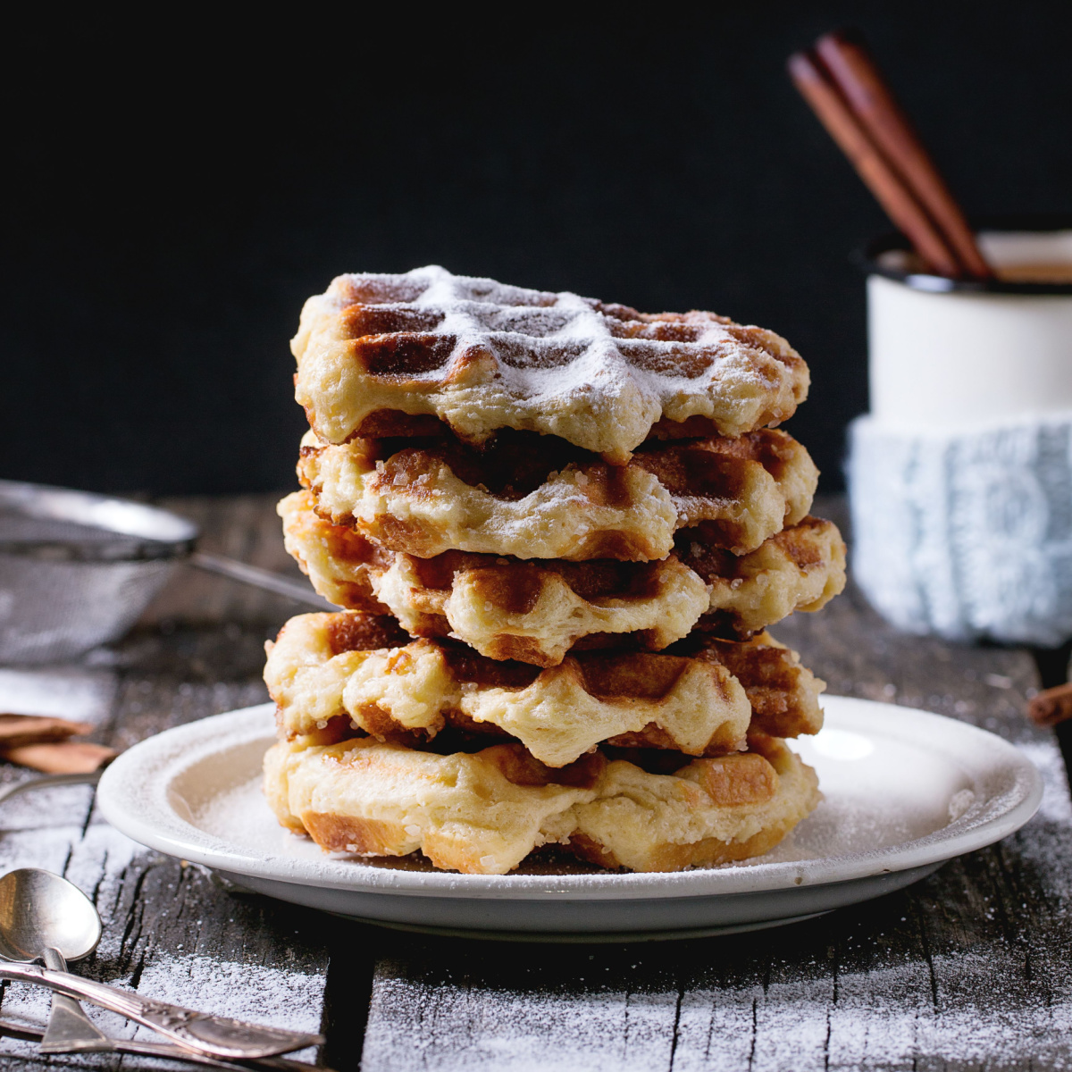 Stacked Waffle Cookies on a white plate