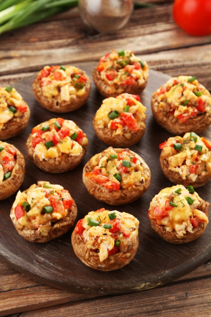 Stuffed Mushroom with Green Onions, Tomatoes and Cheese