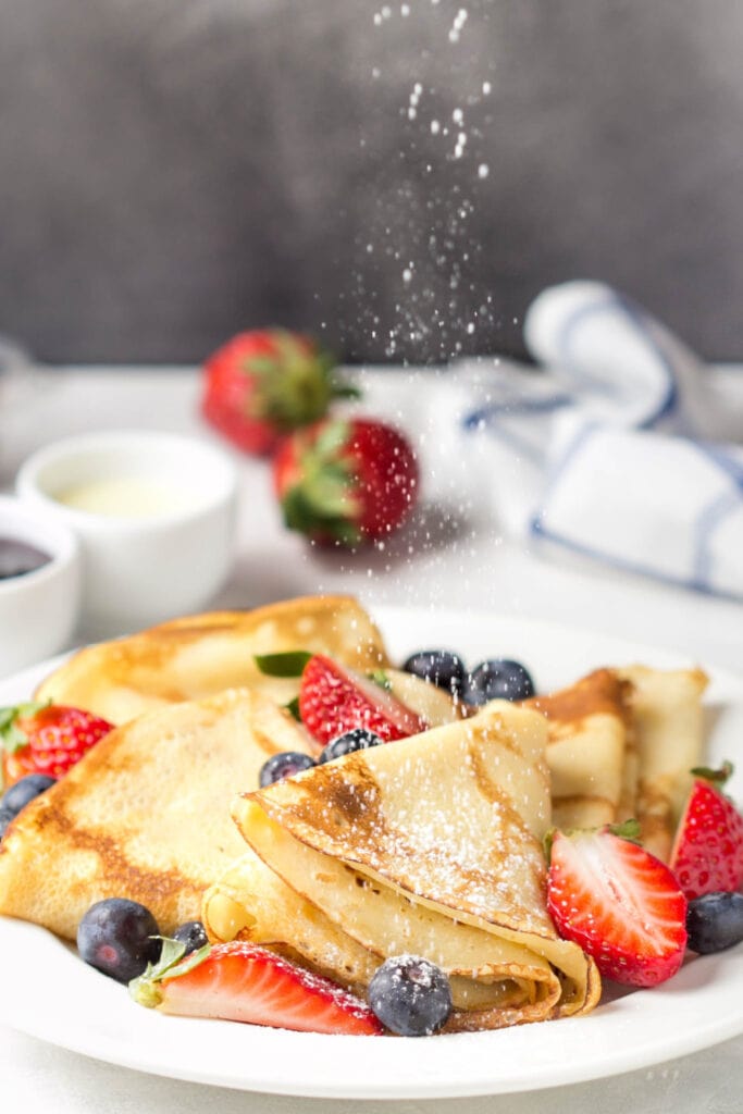 Swedish Pancakes Sprinkled With Powdered Sugar