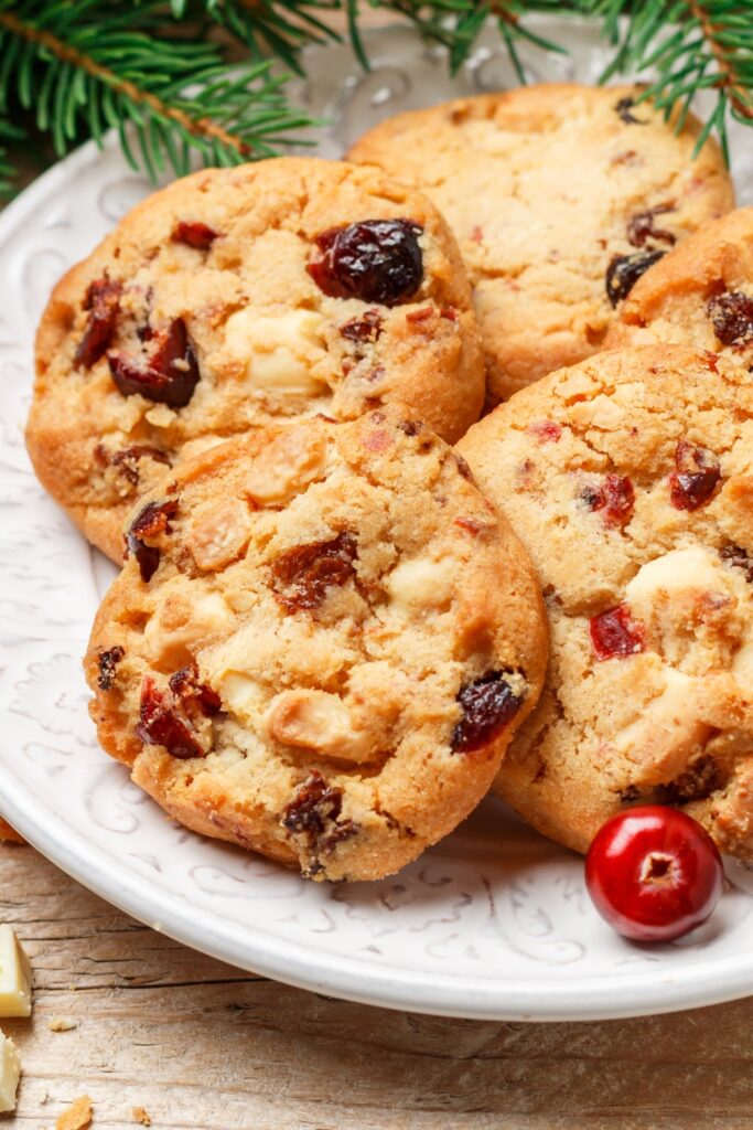 Sweet Cranberry Cookies in a White Plate