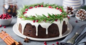 Sweet Homemade Christmas Fruit Cake with Cranberries