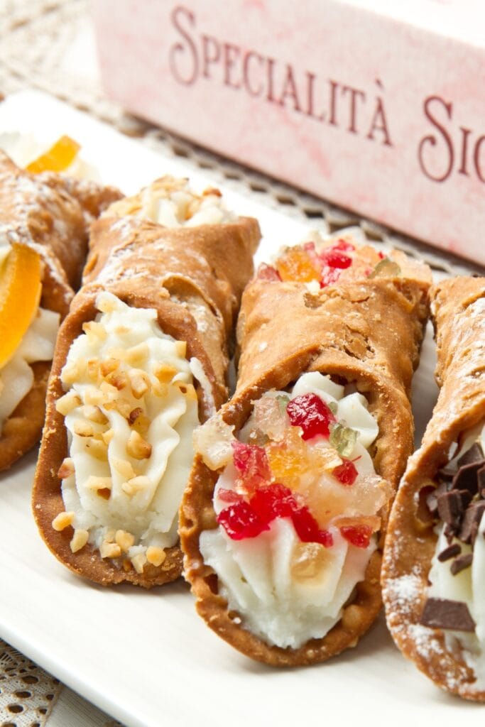 Sweet Sicilian Cannoli Dessert with Different Toppings