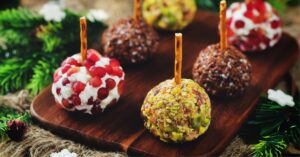 Variation of Cheese Balls with Pistachio and Pomegranate