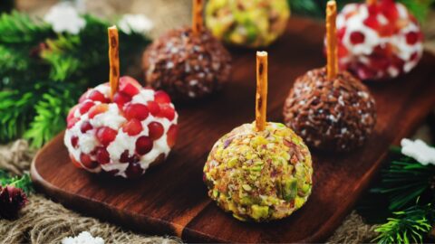 Variation of Cheese Balls with Pistachio and Pomegranate