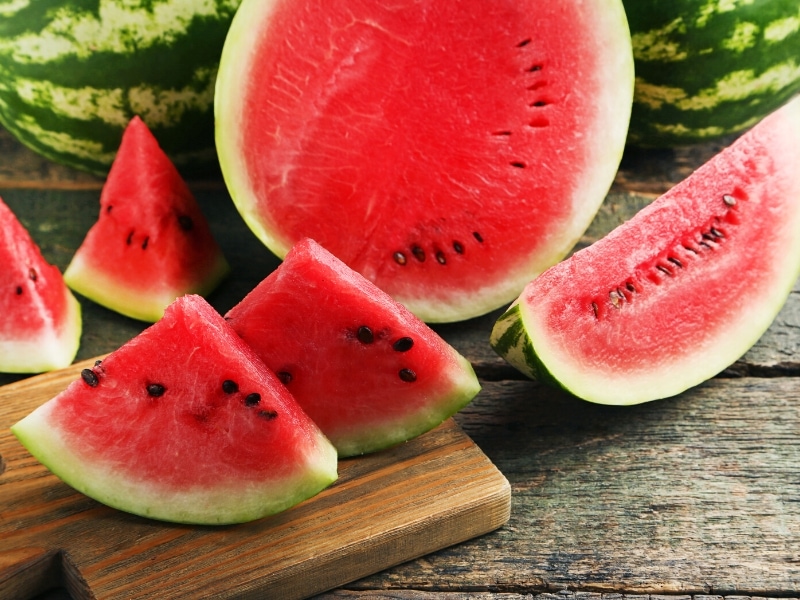 Whole and Sliced Fresh Watermelon