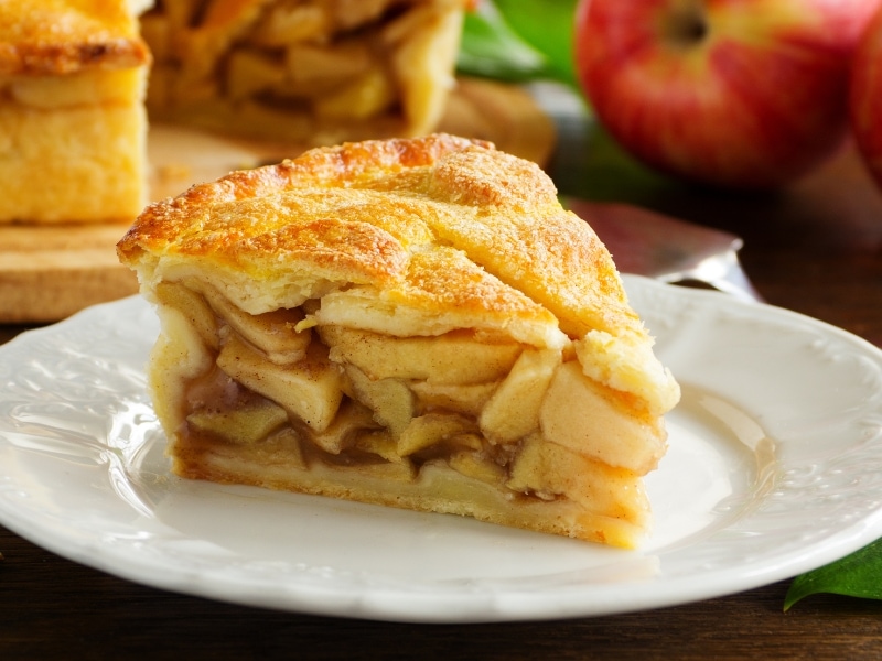 Sliced Apple Pie Served on a White Saucer