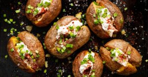 Baked Potatoes Stuffed with Green Onions and Sour Cream