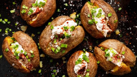 Baked Potatoes Stuffed with Green Onions and Sour Cream