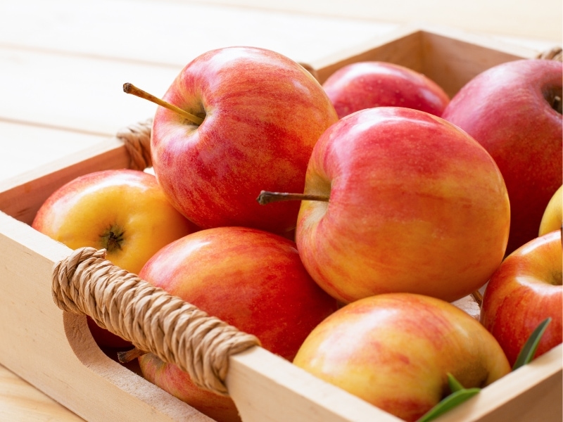 Braeburn Apples in a Wooden Tray