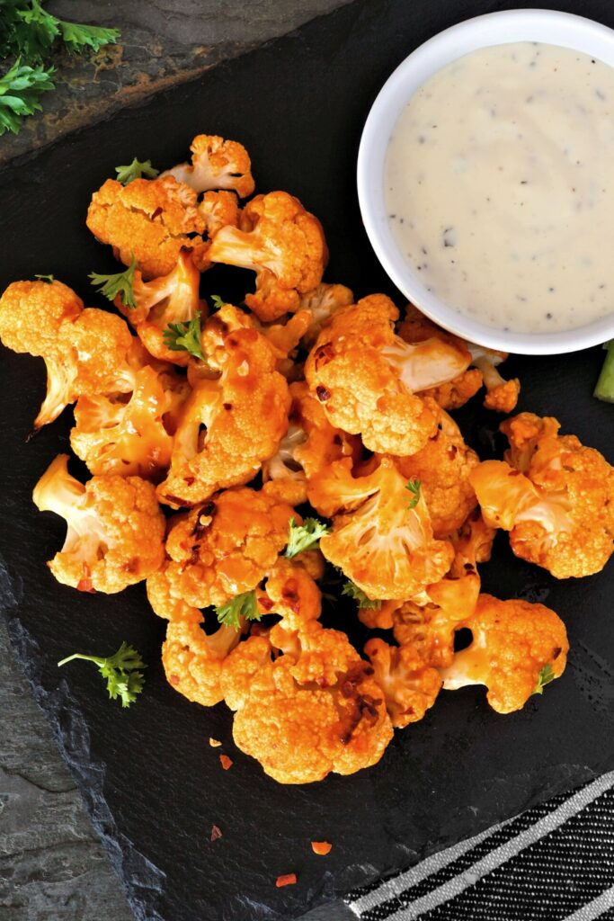 Buffalo Cauliflower Wings with Dipping Sauces