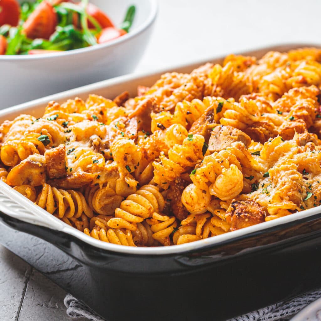 Ground Turkey Pasta with Melted Cheese and Turkey Meat
