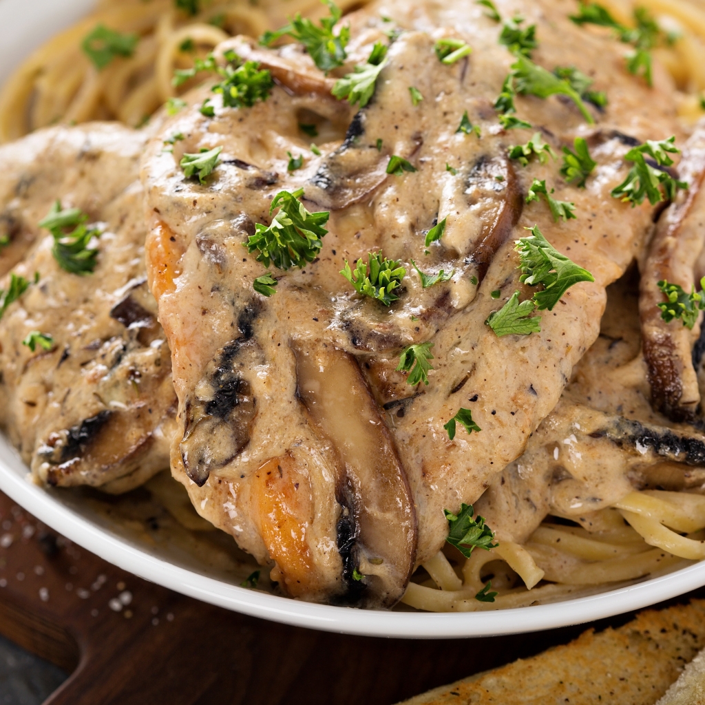 Chicken Marsala with Pasta, Mushrooms and Herbs