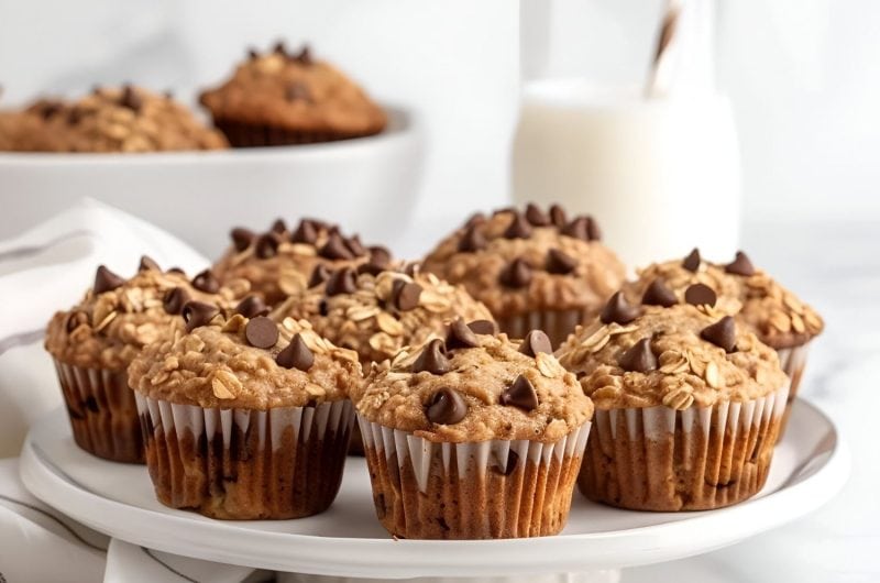 Chocolate Chip Oatmeal Muffins (Easy Recipe)