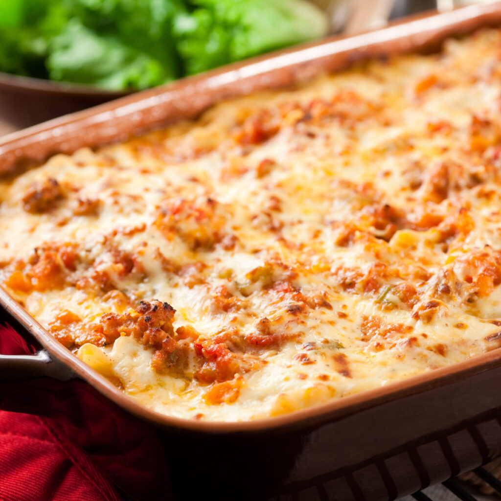 Cottage Cheese Lasagna on a Baking Dish
