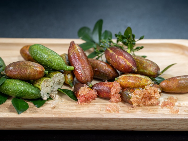 Finger Limes on a Wooden Tray