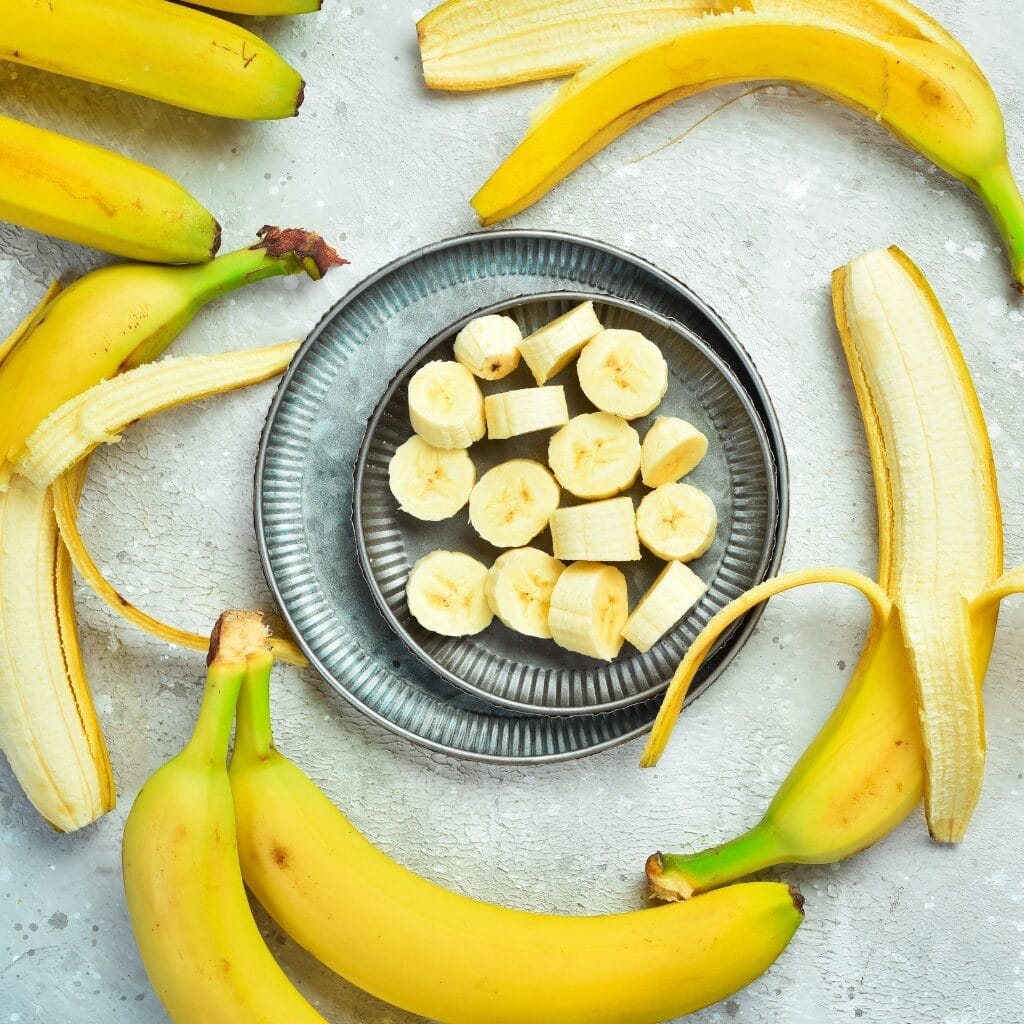 Fresh and Organic Sliced and Peeled Bananas