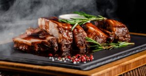 Grilled Pork Ribs with Sauce and Herbs
