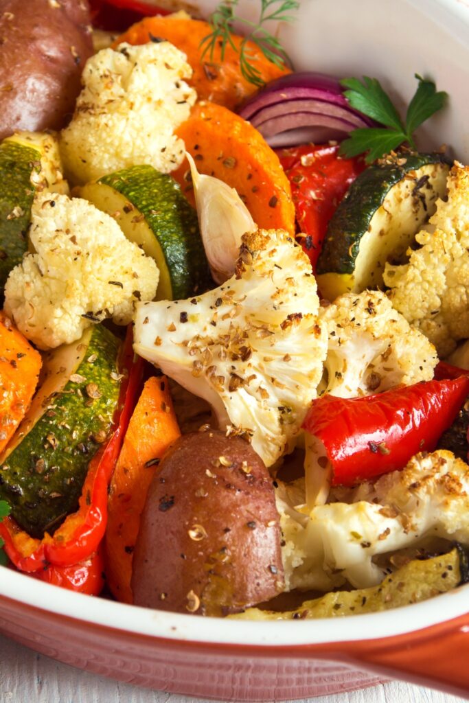 Healthy Homemade Frozen Roasted Vegetables with Cauliflower, Zucchini and Carrots