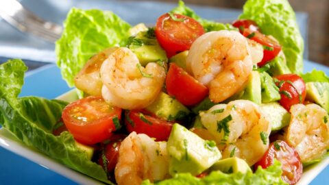 Healthy Homemade Shrimp with Tomatoes and Avocadoes