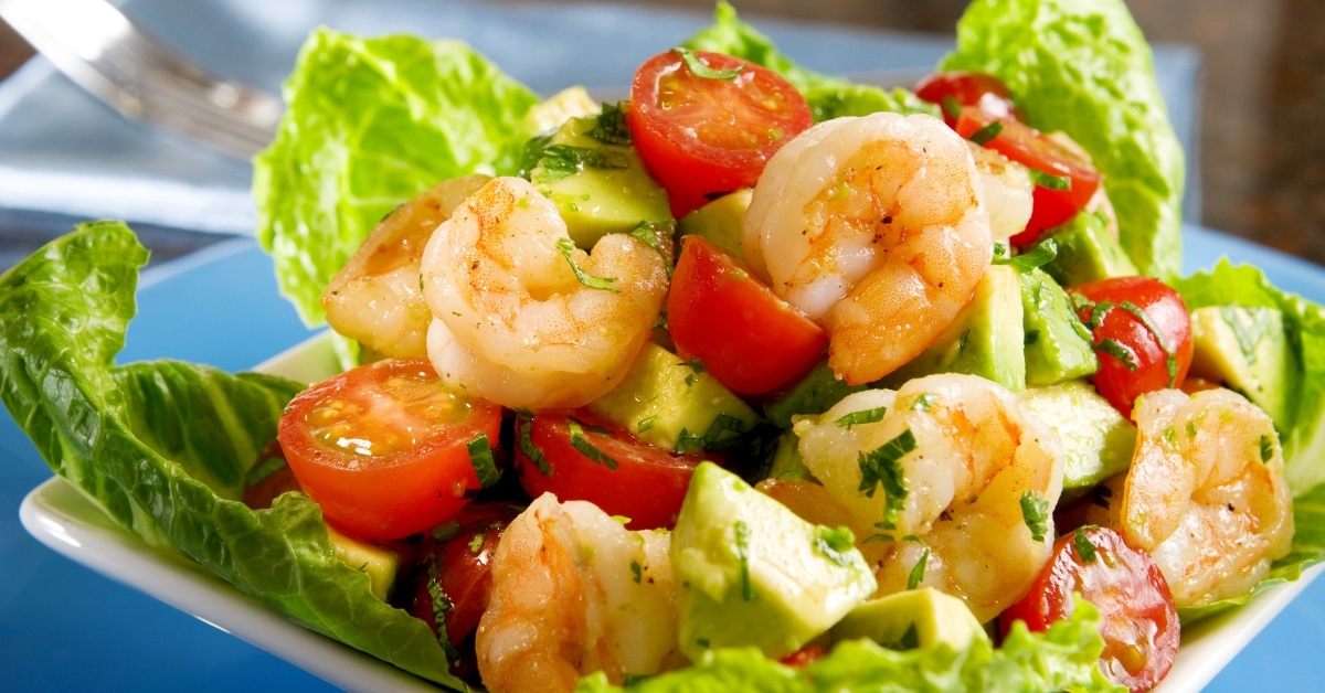 Healthy Homemade Shrimp with Tomatoes and Avocadoes