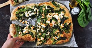 Healthy Homemade Spinach Pizza with Cheese