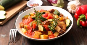Healthy Vegetarian Ratatouille with Eggplants and Tomatoes