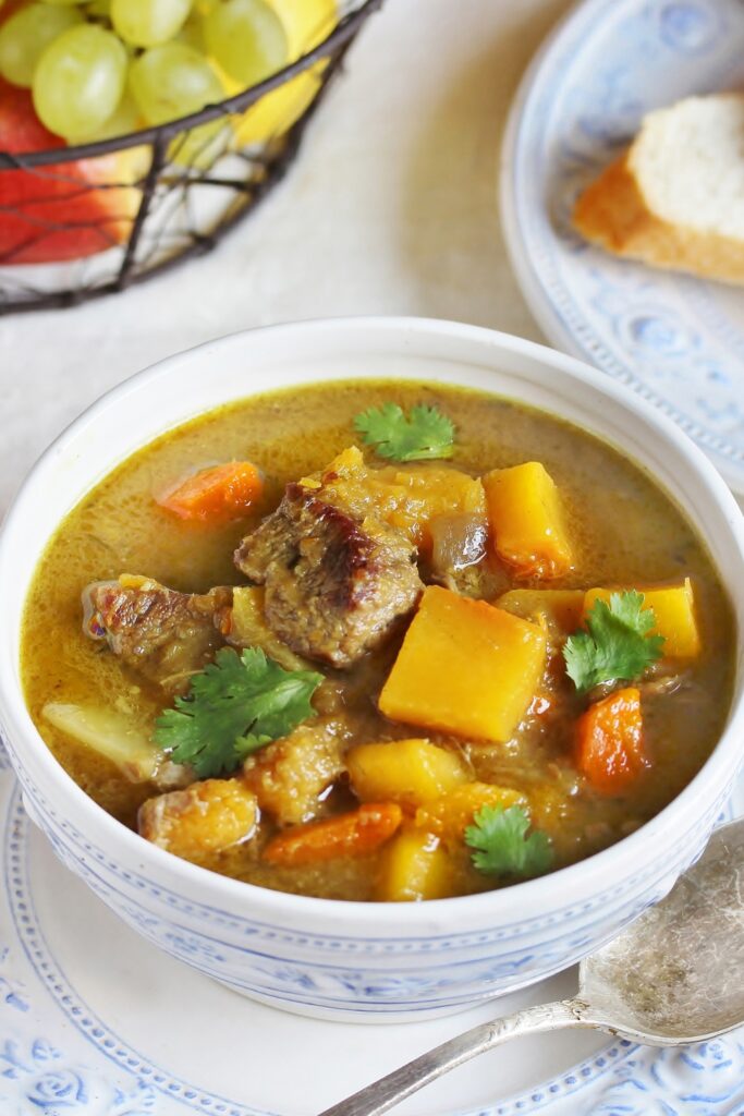 Hearty Pumpkin and Beef Soup with Potatoes and Carrots