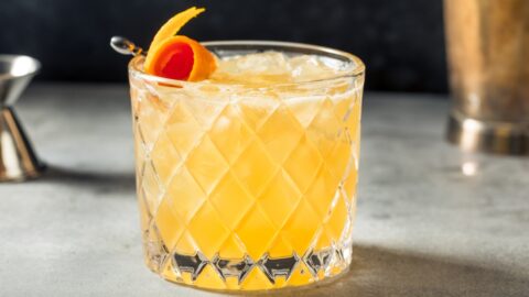 Homemade Boozy Frangelico Bourbon Sour with Cherry