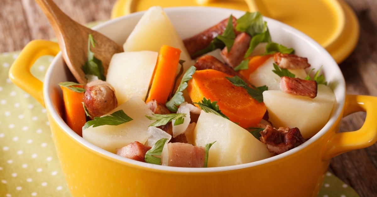 Homemade Dublin Coddle with Sausage, Irish Potatoes and Carrots