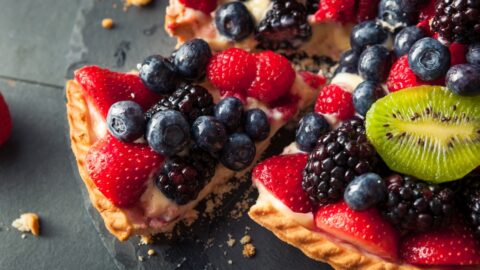Homemade Fruit Tart with Berries and Kiwi