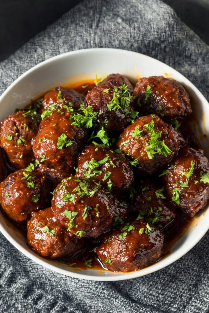 Homemade Meatballs with BBQ Sauce in a Plate