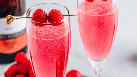 Homemade Pink Raspberry Mimosa Cocktail