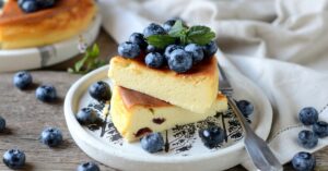 Homemade Ricotta Cheesecake with Fresh Blueberries