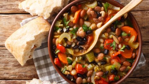 Homemade Three Bean Soup with Black and Kidney Beans