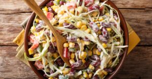 Homemade Vegetable Coleslaw Salad with Corn and Beans