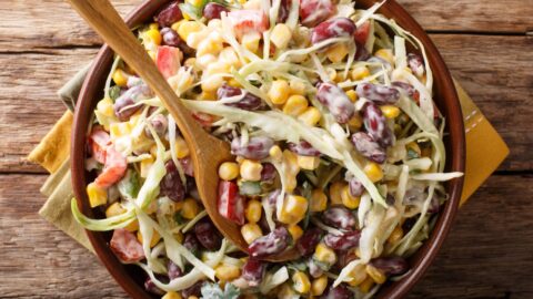 Homemade Vegetable Coleslaw Salad with Corn and Beans