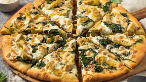 Homemade Artichoke and Spinach Pizza