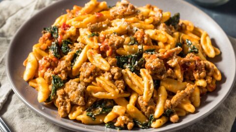Homemade Cavatelli Pasta with Sausage and Spinach