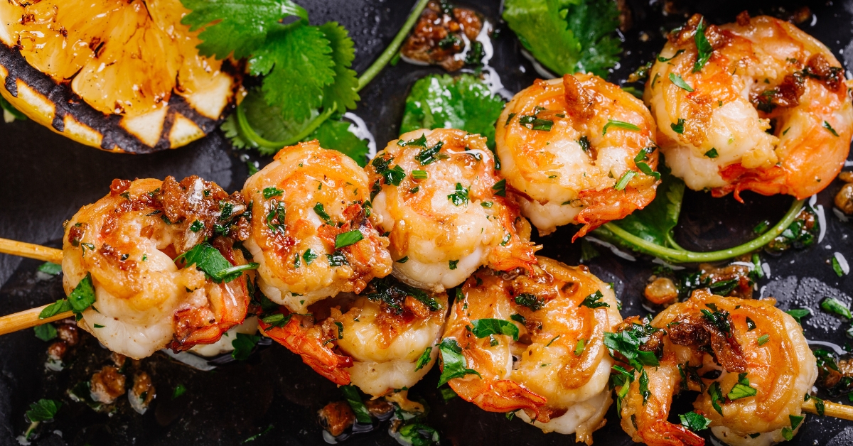 Homemade Grilled Shrimp Skewers with Cilantro