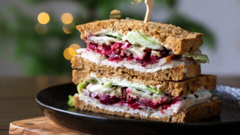Homemade Turkey Cranberry Sandwich with Lettuce