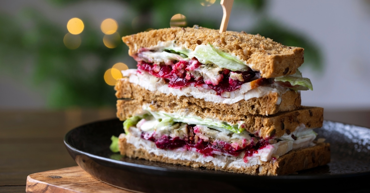 Homemade Turkey Cranberry Sandwich with Lettuce