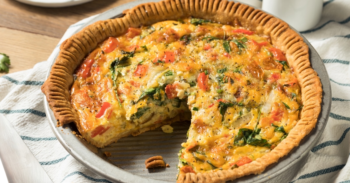 Homemade Breakfast Veggie Quiche with Spinach and Tomatoes