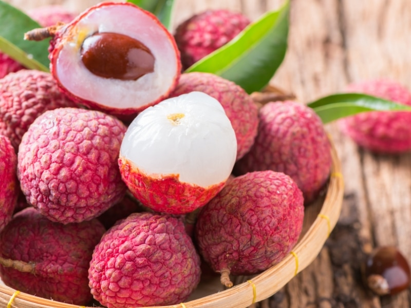 Lychee on a Bamboo Basket