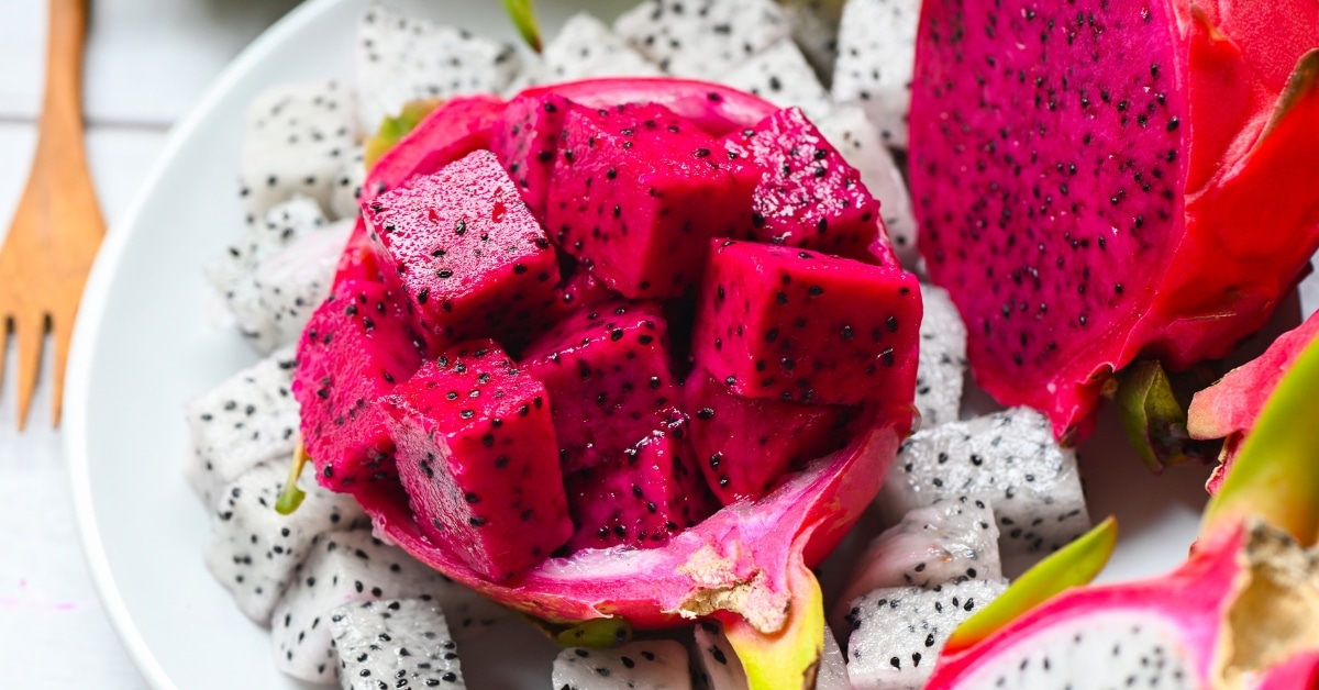 Sliced Red and White Dragon Fruits