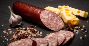 Sliced Summer Sausage with Cheddar Cheese