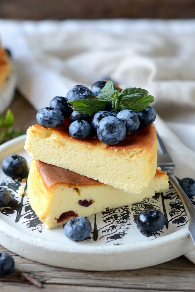 Sweet Ricotta Cheesecake with Blueberries
